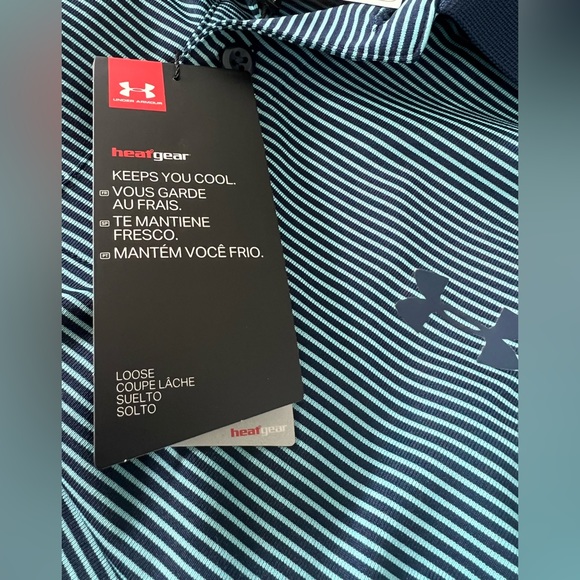 🔥Under Armour Men's Stripe Performance Polo 1321344 448 SIZE SMALL NWT $60.00 - Picture 7 of 16